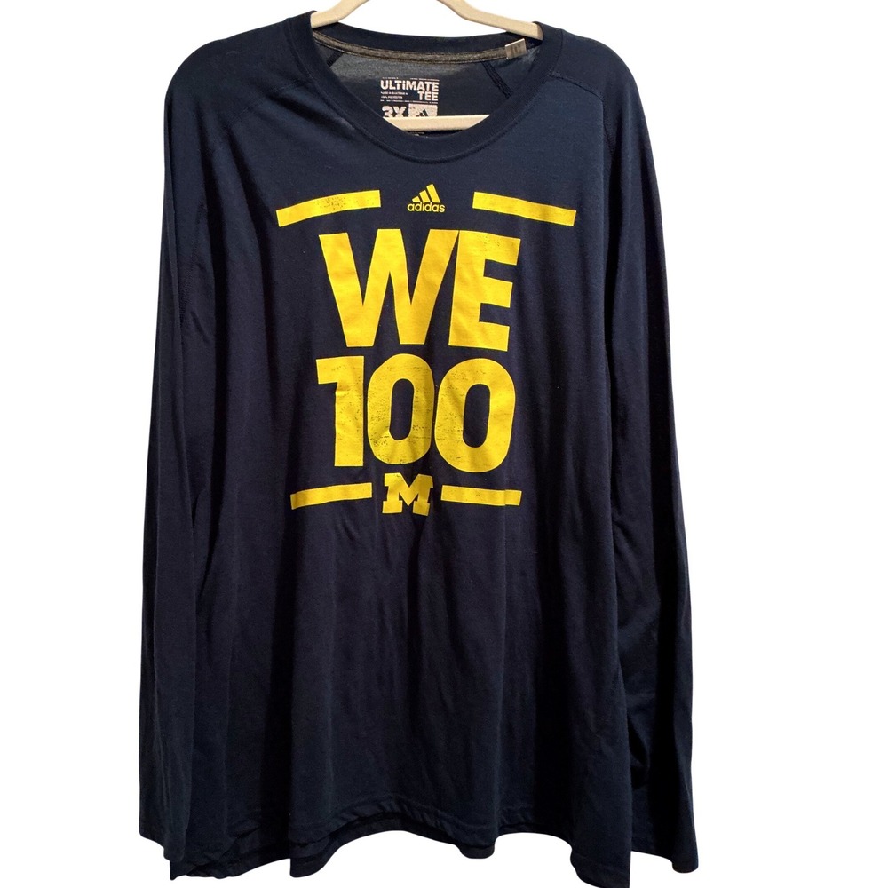 Adidas Michigan Wolverines Long Sleeve Shirt Mens 3XL Navy Blue Excellent WE 100